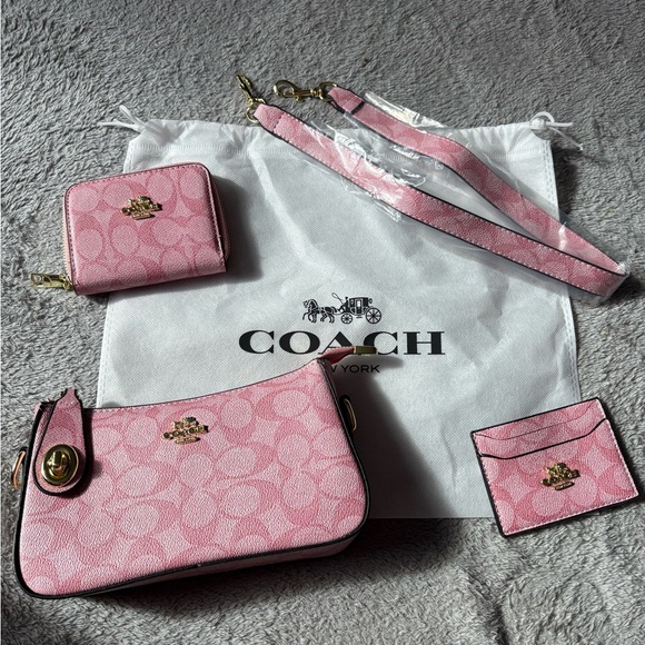 Coach Handbags - Pink Coach crossbody bag with matching wallet and card holder
brand new